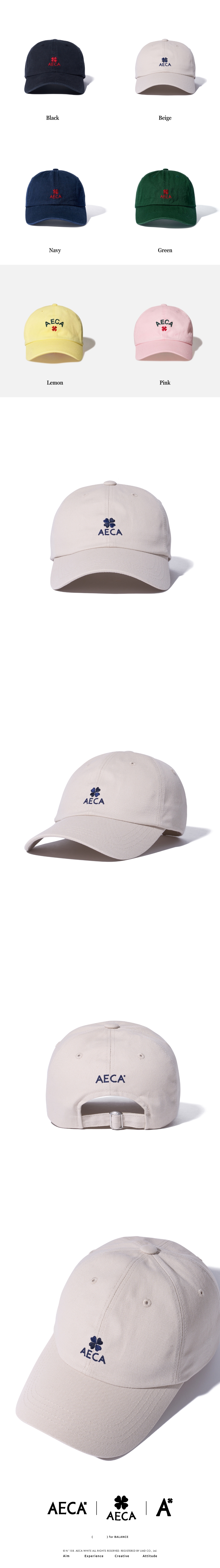 AECA WHITE☆AECA CLOVER LOGO CAP 에이카화이트(AECA) AECA CLOVER LOGO CAP-BEIGE - 사이즈
